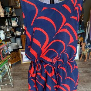 Gap Size Large Red Blue Arc Graphic Print Sleeveless Midi Dress